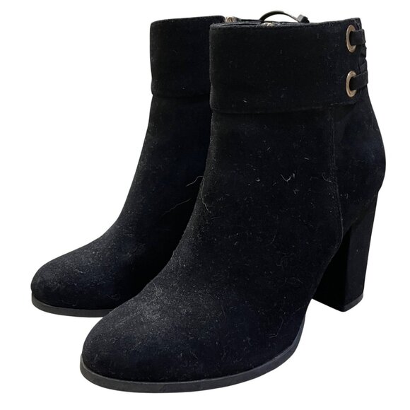 Michael Shannon Shoes - Michael Shannon Suede Bootie Black 7.5 Size Zip Ankle Leather Upper